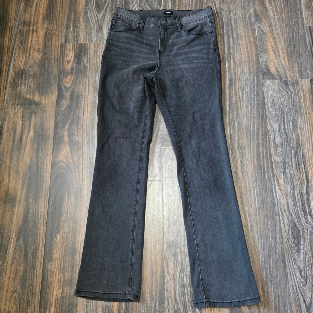 Express Womens Mid Rise Bootcut Jeans Faded Black Size 12 Stretch EX05850